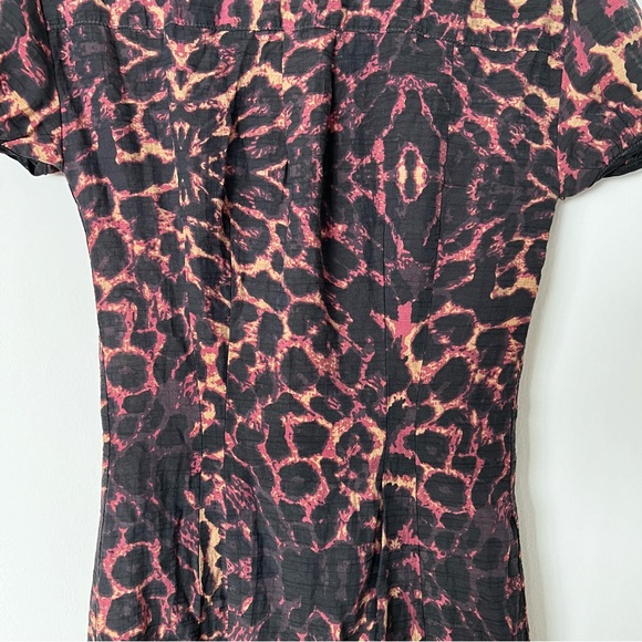 Vintage Y2K DKNY Ruffle Bib Animal Print Dress - Picture 12 of 17